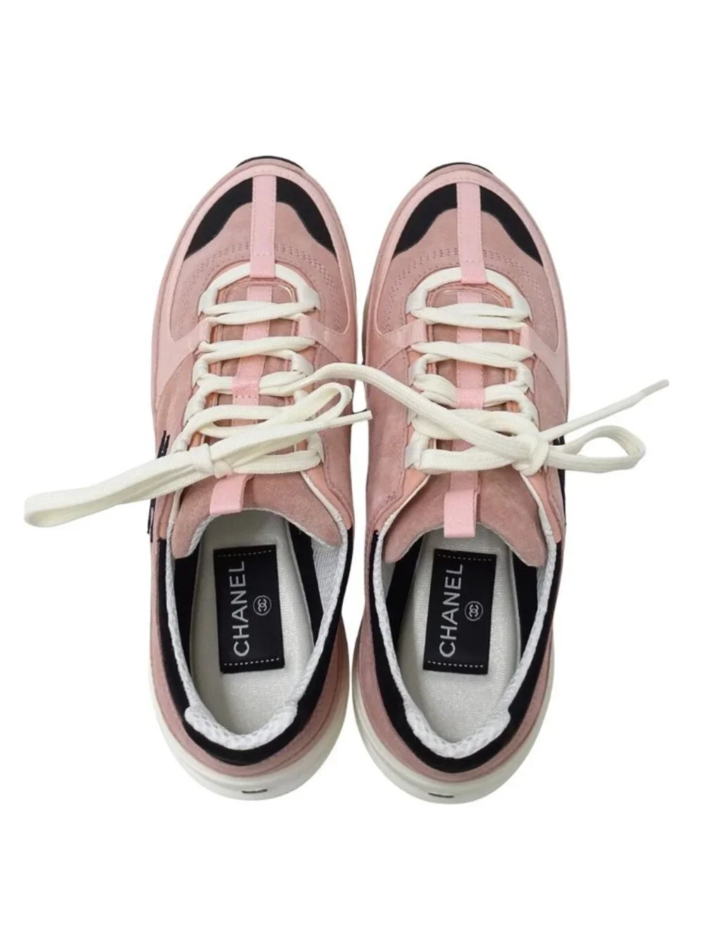 Chanel Sneakers Suede Pink CC Logo Casual